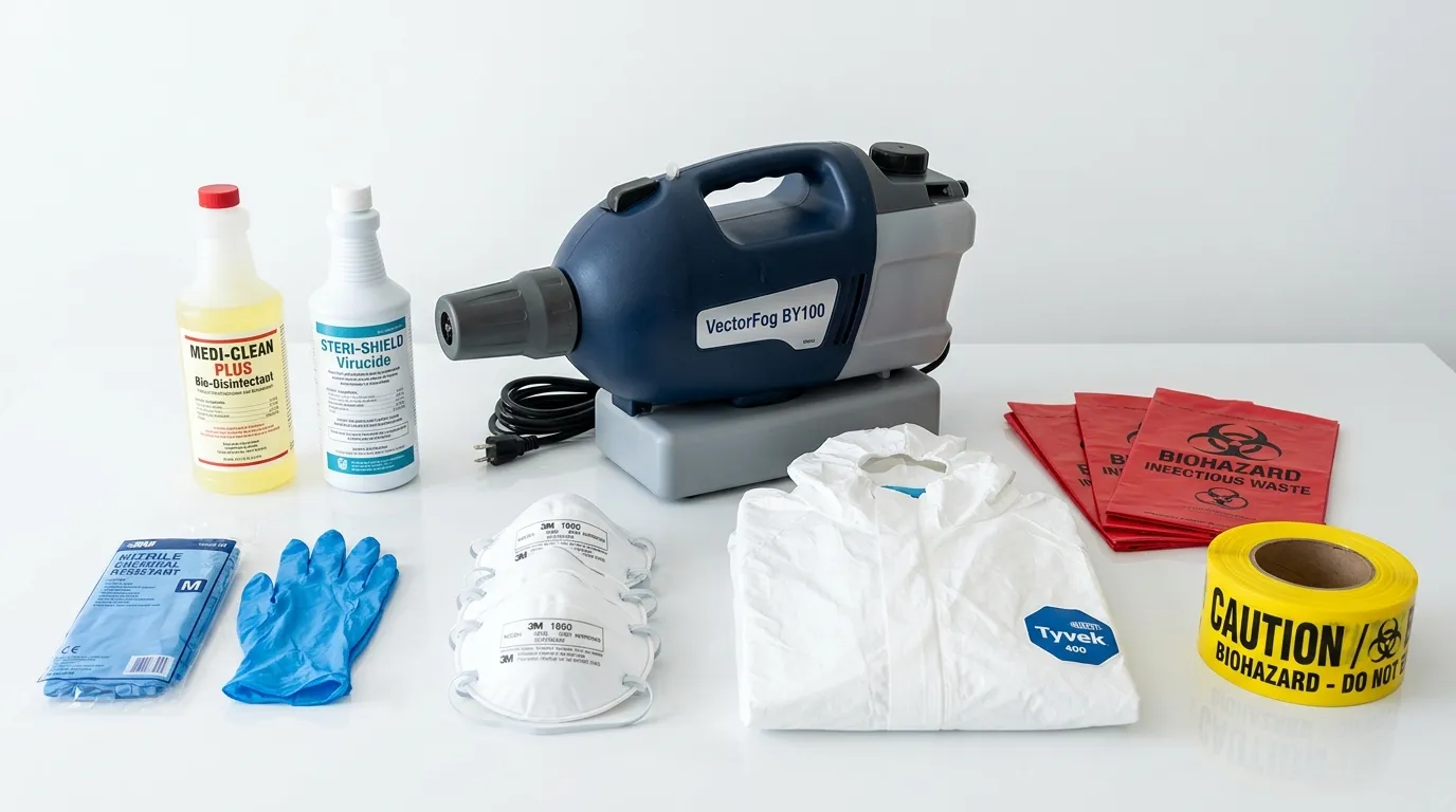 Professional biohazard remediation crew working in San Elizario